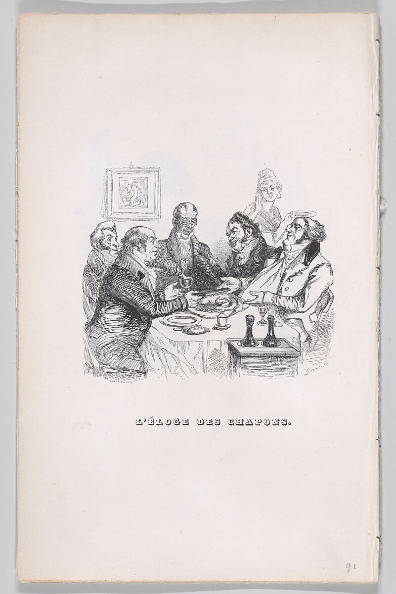 Praise of Chicken, from "The Complete Works of Béranger", J. J. Grandville (French, Nancy 1803–1847 Vanves), Wood engraving 