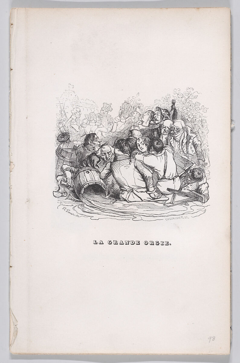The Big Orgy, from "The Complete Works of Béranger", J. J. Grandville (French, Nancy 1803–1847 Vanves), Wood engraving 
