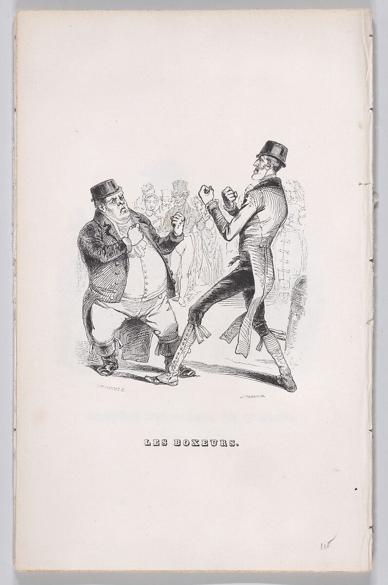 The Boxers, from "The Complete Works of Béranger", J. J. Grandville (French, Nancy 1803–1847 Vanves), Wood engraving 