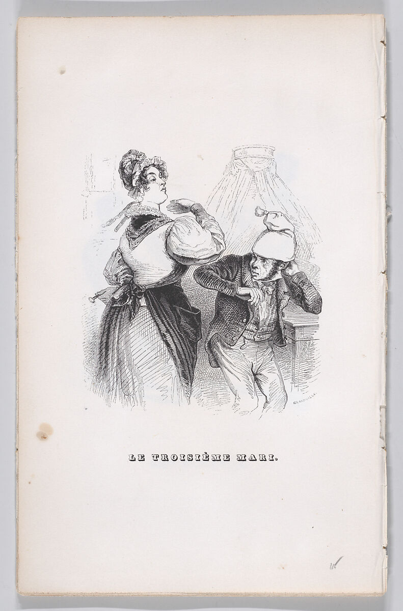 The Third Husband, from "The Complete Works of Béranger", J. J. Grandville (French, Nancy 1803–1847 Vanves), Wood engraving 