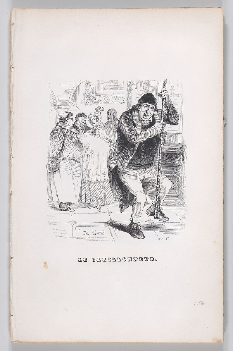 The Bell Ringer, from "The Complete Works of Béranger", J. J. Grandville (French, Nancy 1803–1847 Vanves), Wood engraving 