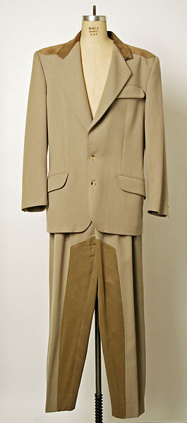 Suit, Claude Montana (French, 1949–2024), (a) wool, suede; (b) wool, cotton, French 
