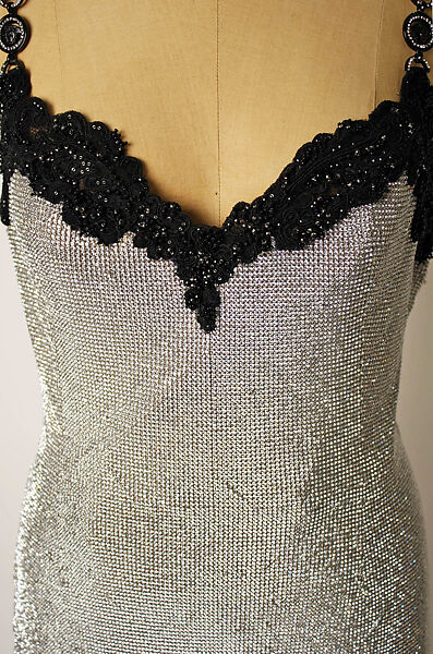 Evening dress, Gianni Versace (Italian, founded 1978), rhinestones, synthetic fiber, Italian