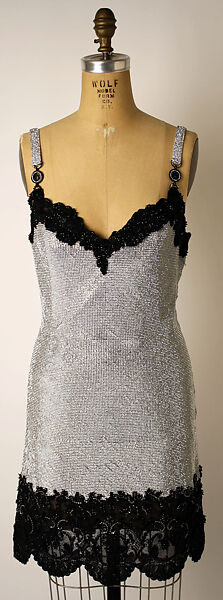 Evening dress, Gianni Versace (Italian, founded 1978), rhinestones, synthetic fiber, Italian