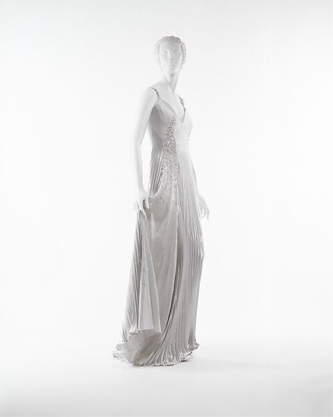 gianni versace white pleated silk dress