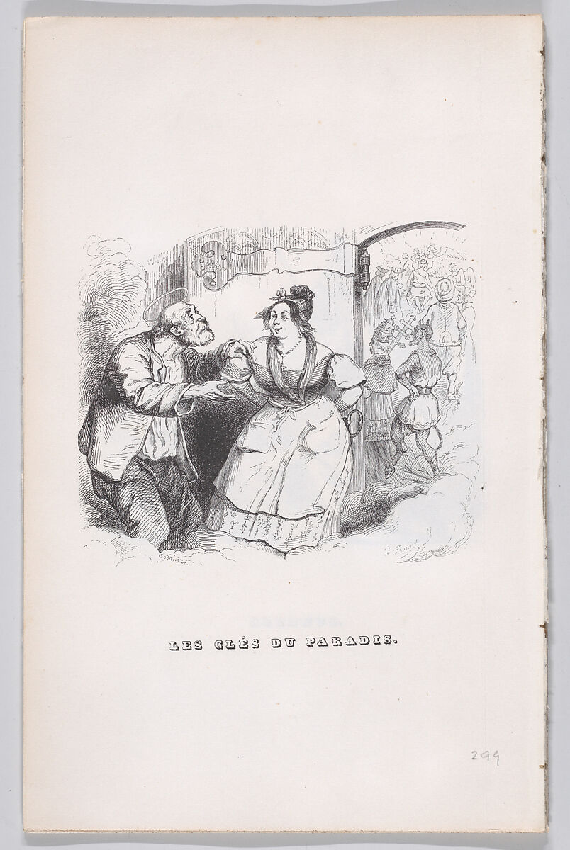 The Keys to Paradise, from "The Complete Works of Béranger", J. J. Grandville (French, Nancy 1803–1847 Vanves), Wood engraving 