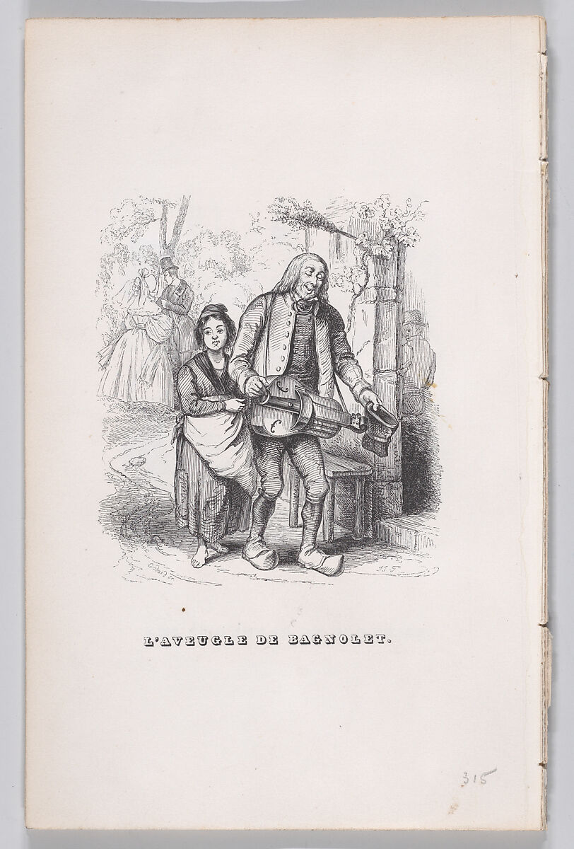 The Blind Man of Bagnolet, from "The Complete Works of Béranger", J. J. Grandville (French, Nancy 1803–1847 Vanves), Wood engraving 