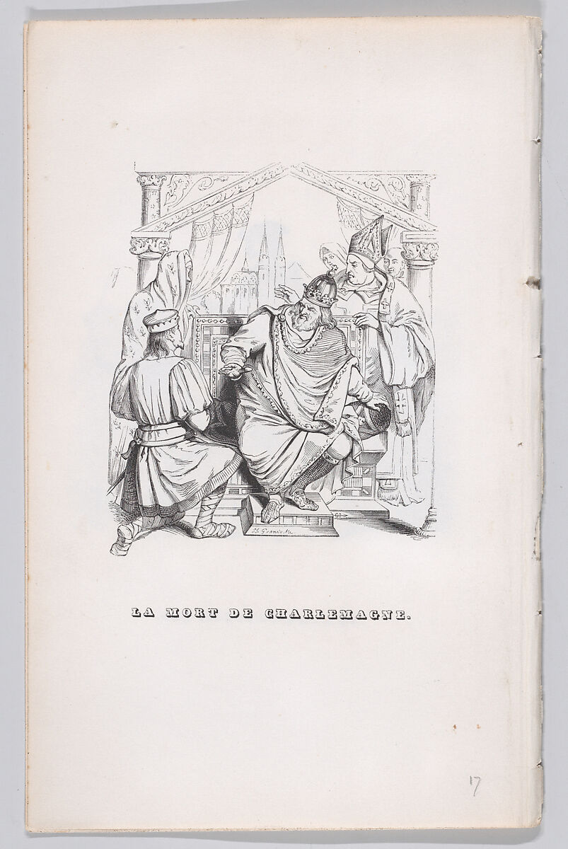 The Death of Charlemagne, from "The Complete Works of Béranger", J. J. Grandville (French, Nancy 1803–1847 Vanves), Wood engraving 