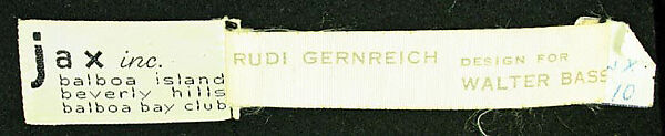 Dress, Rudi Gernreich (American (born Austria), Vienna 1922–1985 Los Angeles, California), wool, American