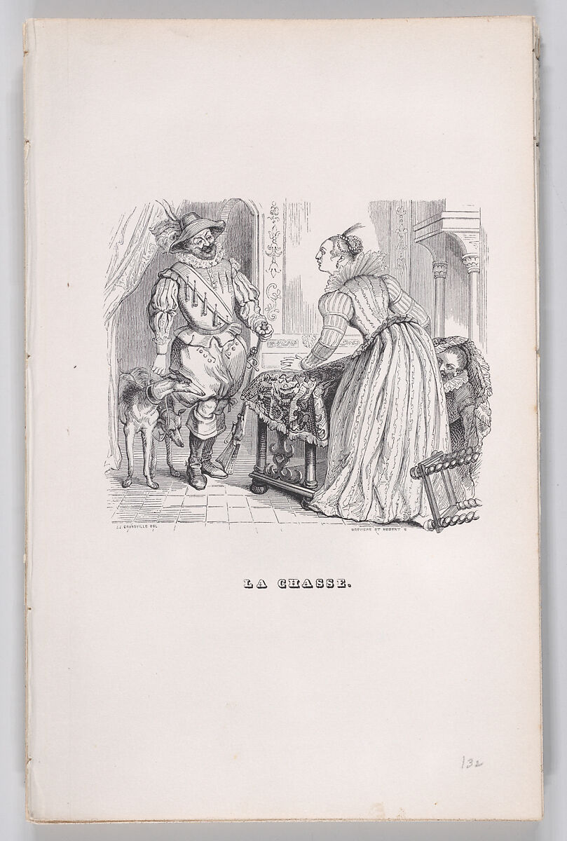 The Hunt, from "The Complete Works of Béranger", J. J. Grandville (French, Nancy 1803–1847 Vanves), Wood engraving 
