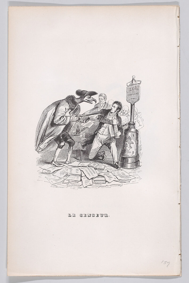 The Censor, from "The Complete Works of Béranger", J. J. Grandville (French, Nancy 1803–1847 Vanves), Wood engraving 