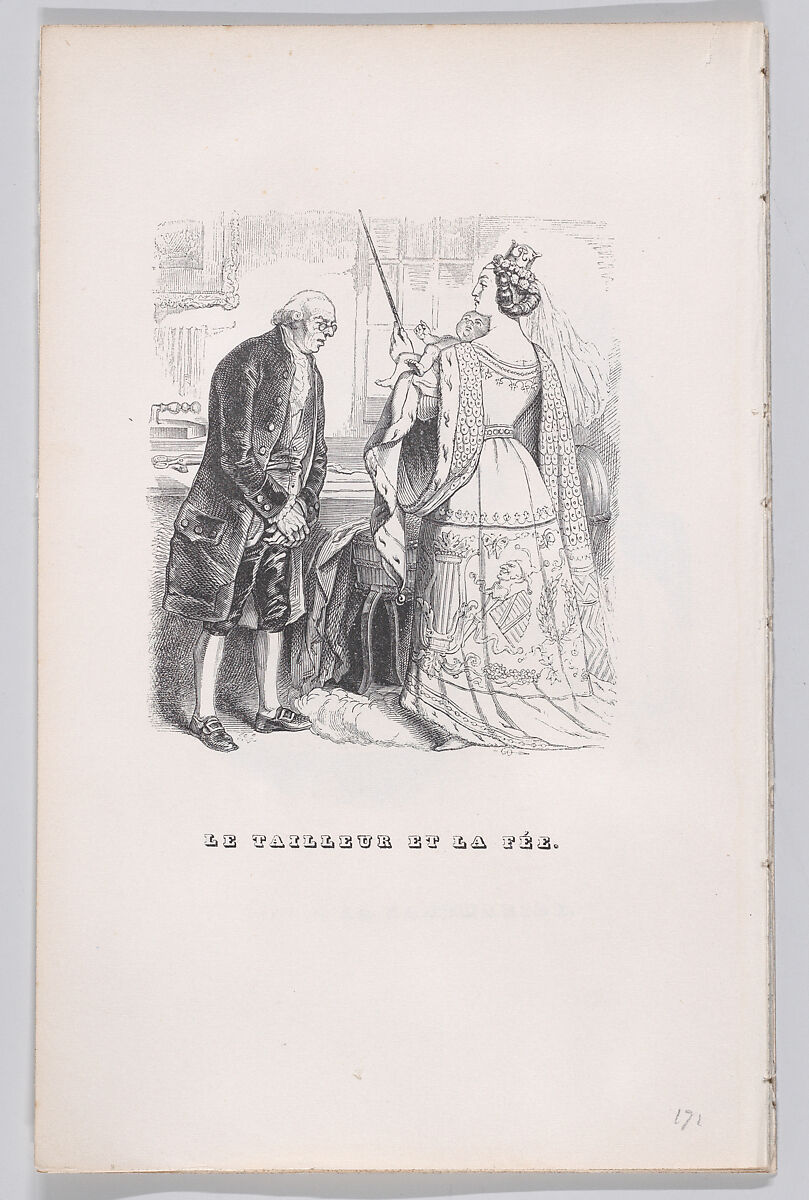 The Tailor and the Fairy, from "The Complete Works of Béranger", J. J. Grandville (French, Nancy 1803–1847 Vanves), Wood engraving 