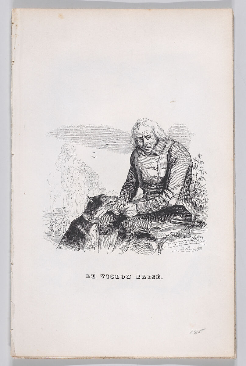 The Broken Violin, from "The Complete Works of Béranger", J. J. Grandville (French, Nancy 1803–1847 Vanves), Wood engraving 