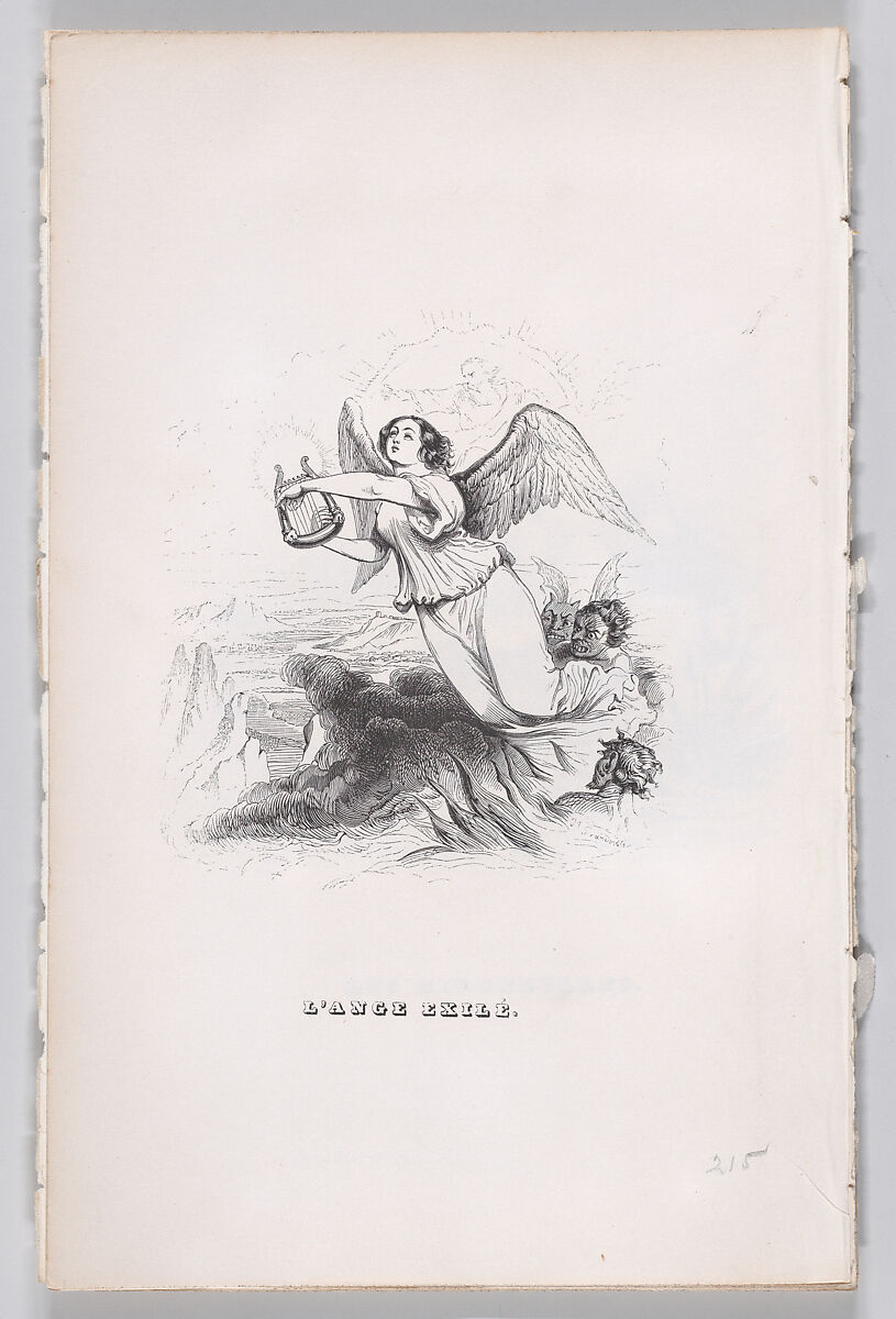 The Exiled Angel, from "The Complete Works of Béranger", J. J. Grandville (French, Nancy 1803–1847 Vanves), Wood engraving 