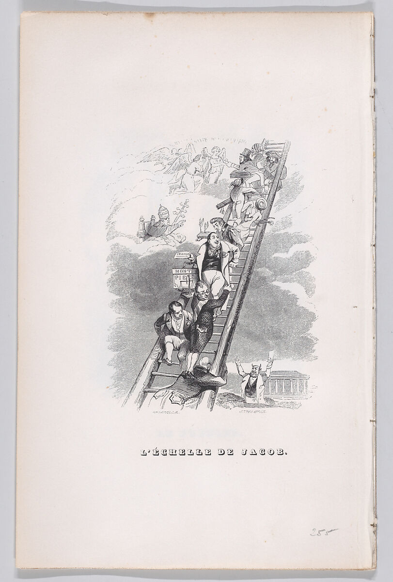 Jacob's Ladder, from "The Complete Works of Béranger", J. J. Grandville (French, Nancy 1803–1847 Vanves), Wood engraving 