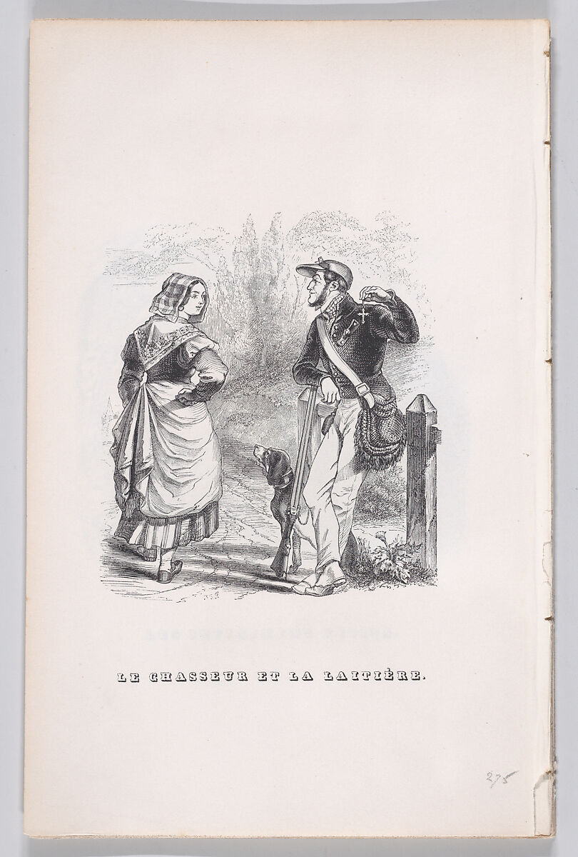 The Hunter and the Milkmaid, from "The Complete Works of Béranger", J. J. Grandville (French, Nancy 1803–1847 Vanves), Wood engraving 