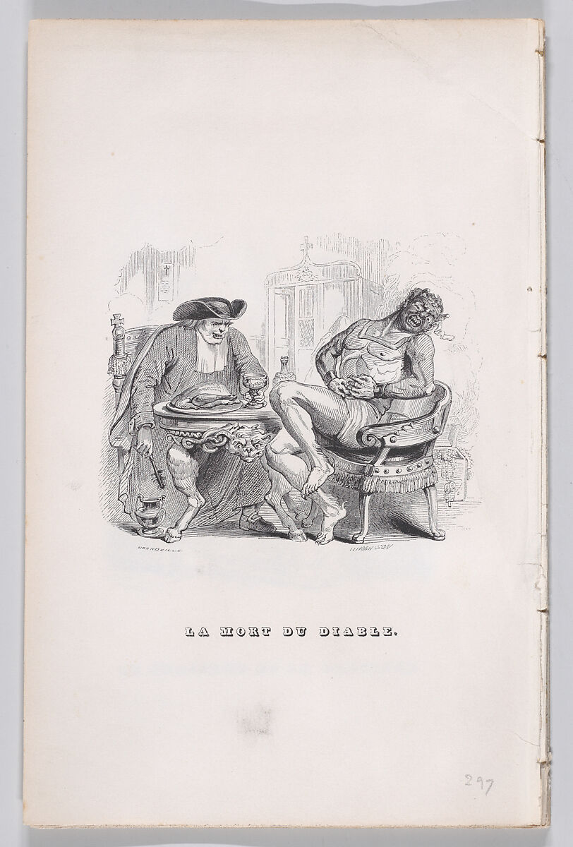 The Death of the Devil, from "The Complete Works of Béranger", J. J. Grandville (French, Nancy 1803–1847 Vanves), Wood engraving 