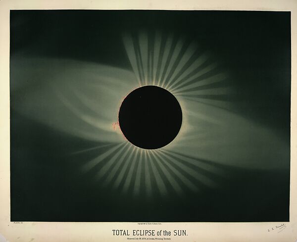 Total Eclipse of the Sun. Observed July 29, 1878, at Creston, Wyoming Territory, from the Trouvelot Astronomical Drawings Manual, Etienne Léopold Trouvelot (French, Aisne 1827–1895 Meudon), Chromolithograph 