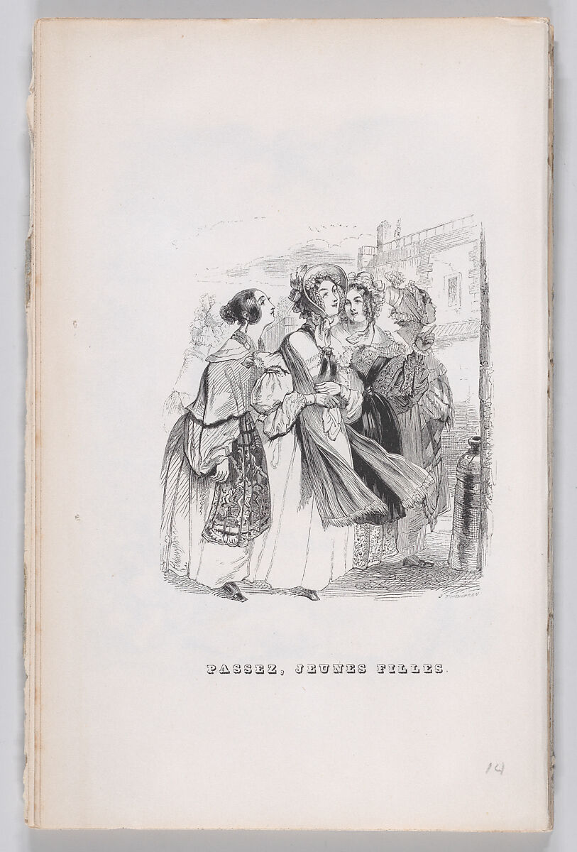 Passing Young Girls, from "The Complete Works of Béranger", J. J. Grandville (French, Nancy 1803–1847 Vanves), Wood engraving 
