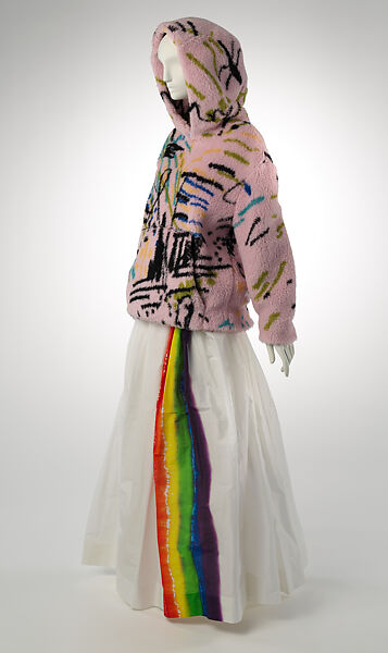 Ensemble, Burberry (British, founded 1856), (a) cashmere, silk, cupro, (b) cotton, nylon, silk, (c, d) suede, leather, polyester, polyamide, plastic (polyurethane, rubber), (e) leather, cotton, polyamide, metal, (f, g) palladium-plated brass, (h) palladium-plated brass, synthetic, (i) palladium-plated brass, British