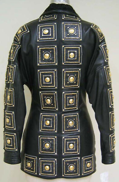 Jacket, Gianni Versace (Italian, founded 1978), leather, lamb fleece, Italian