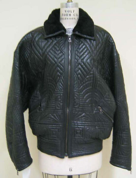 Jacket, Gianni Versace (Italian, founded 1978), leather, fur, Italian 