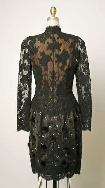 Cocktail dress, Vera Wang (American, born 1949), synthetic fiber, silk, fur, American