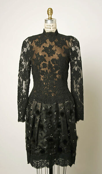 Cocktail dress, Vera Wang (American, born 1949), synthetic fiber, silk, fur, American 