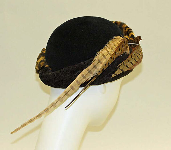 Hat, Abigail Aldridge (American), wool, silk, feathers, American