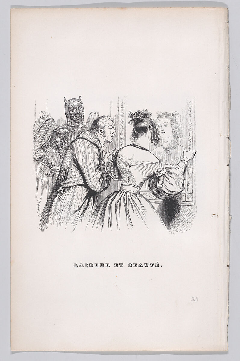 Ugliness and Beauty, from "The Complete Works of Béranger", J. J. Grandville (French, Nancy 1803–1847 Vanves), Wood engraving 