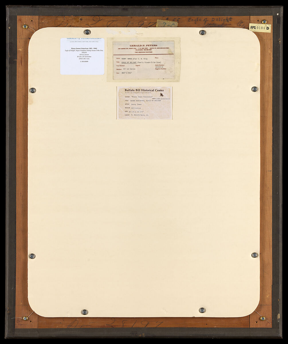 Hayne Hudjihini, Eagle of Delight, Henry Inman (American, Utica, New York 1801–1846 New York), Oil on canvas, American