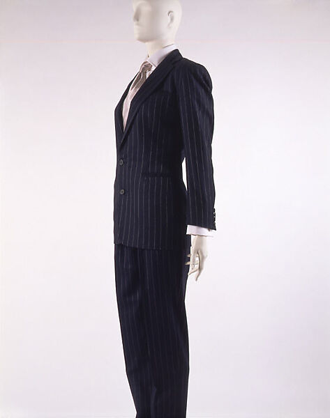 Ensemble, Ralph Lauren (American, born 1939), (a,b) wool; (c) cotton; (d,e) synthetic fiber; (f) silk; (g,h) leather, plastic (vinyl), American