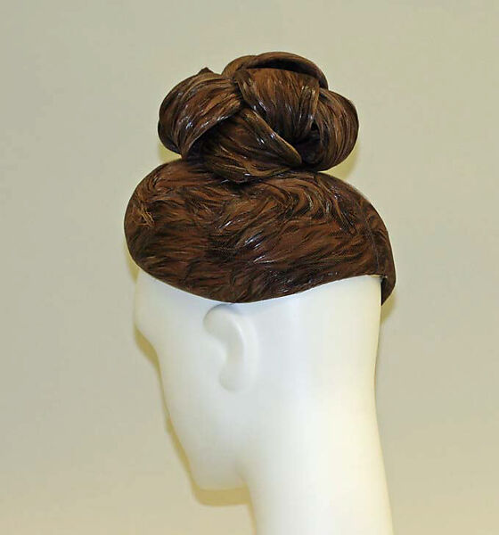 Hat, Mr. John, Inc. (American, 1948–1970), feathers, tulle, felt, American