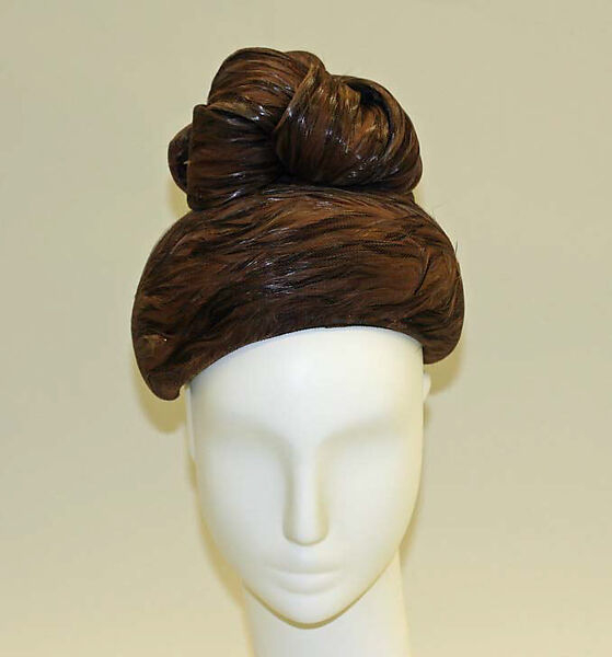 Hat, Mr. John, Inc. (American, 1948–1970), feathers, tulle, felt, American 