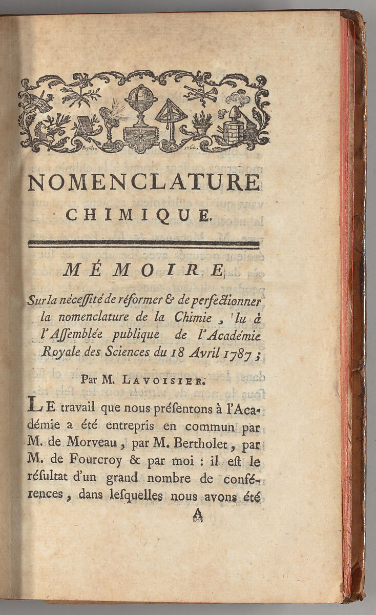Méthode de nomenclature chimique ; on y a joint un nouveau systême de caractères chimiques, adaptés à cette nomenclature, Louis-Bernard Guyton de Morveau (French, 1737–1816)