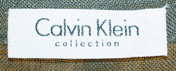 Ensemble, Calvin Klein, Inc. (American, founded 1968), (a–c) linen; (d,e) leather, American