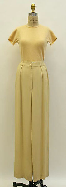 Ensemble, Calvin Klein, Inc. (American, founded 1968), (a,b) rayon acetate; (c) cashmere; (d) silk, American