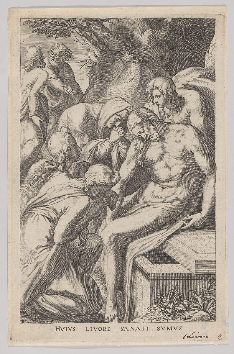 The Lamentation, Raphael Sadeler I (Netherlandish, Antwerp 1560–1628 Venice (?)), Engraving 