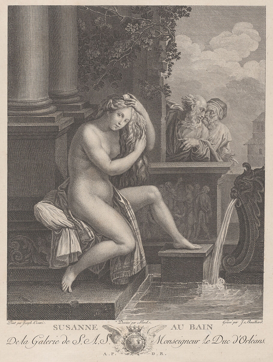 Susanna at the bath, Jacques Bouillard (French, Versailles 1744–1806 Paris), Engraving 