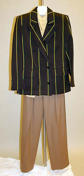 Ensemble, Calvin Klein, Inc. (American, founded 1968), (a,d) wool; (b) wool, cotton; (c) silk, American