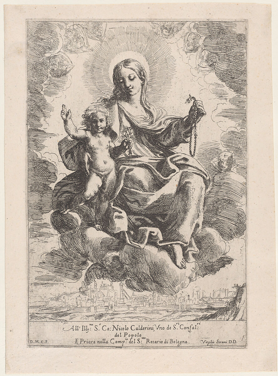 The Virgin of the Rosary, Domenico Maria Canuti (Italian, Bologna 1625–1684 Bologna), Etching 