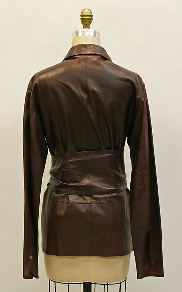 Ensemble, Calvin Klein, Inc. (American, founded 1968), (a,b) leather; (c) silk; (d) cotton, American