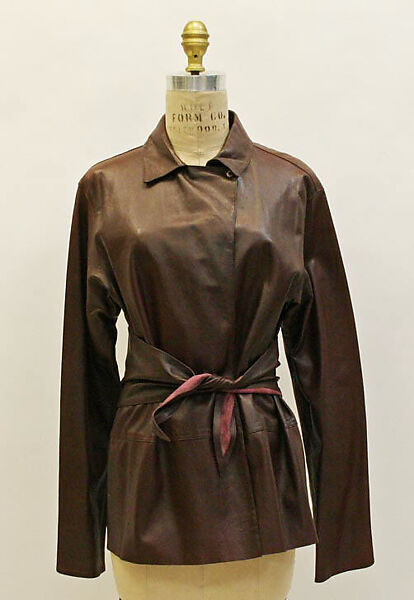 Ensemble, Calvin Klein, Inc. (American, founded 1968), (a,b) leather; (c) silk; (d) cotton, American