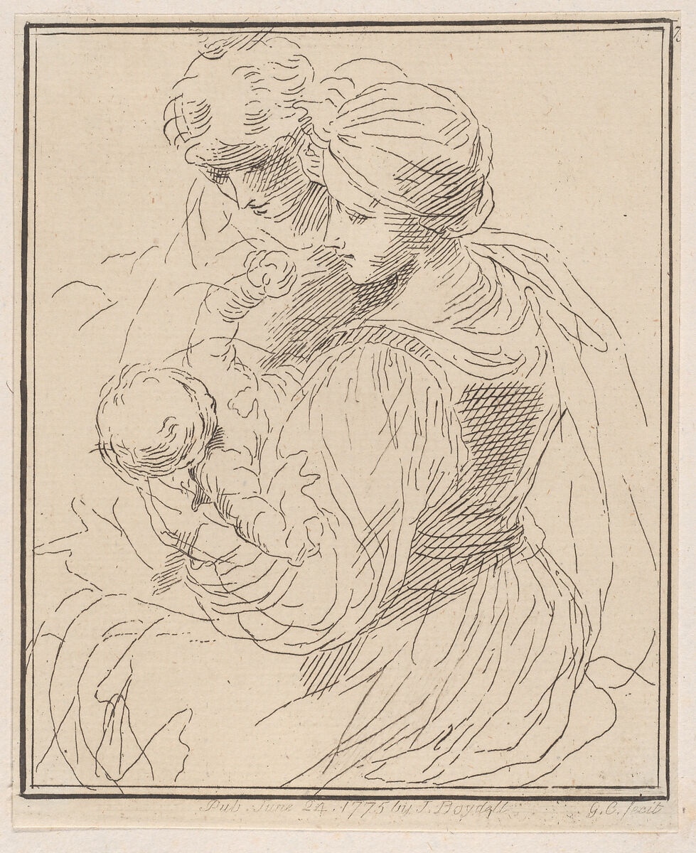 Madonna and Child with Saint Anne, Giuseppe Canale (Italian, Rome 1725–1802 Dresden), Etching 