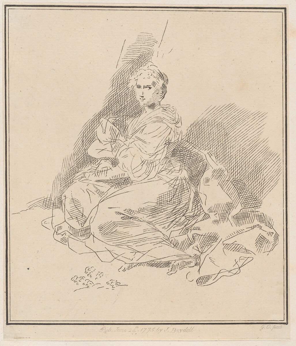 Female figure seated in a long dress, Giuseppe Canale (Italian, Rome 1725–1802 Dresden), Etching 