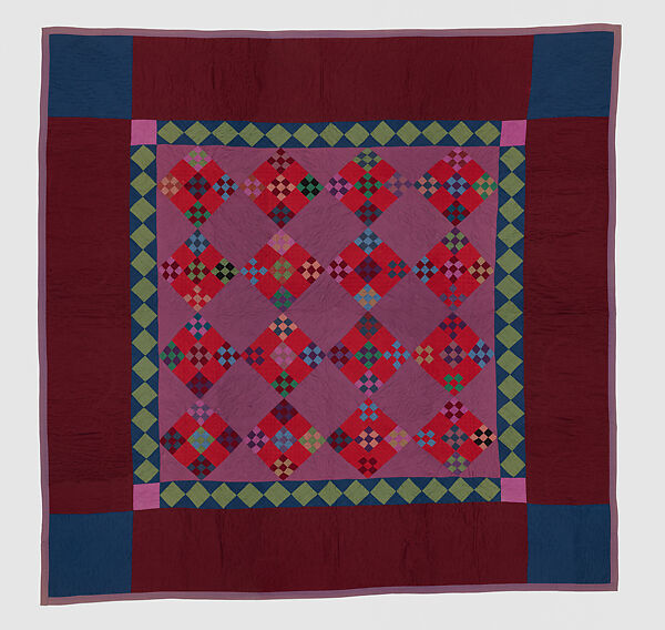 Amish Double Nine-patch quilt, Unknown Amish Maker, Lancaster County, Pennsylvania, United States, Wool and cotton, American 