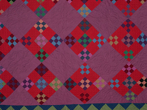 Amish Double Nine-patch quilt, Unknown Amish Maker, Lancaster County, Pennsylvania, United States, Wool and cotton, American