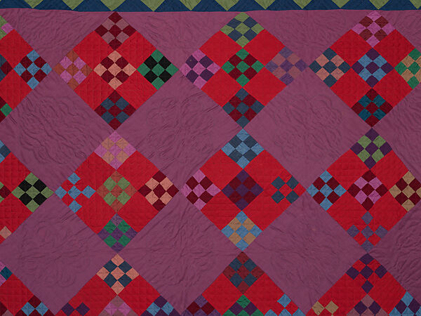 Amish Double Nine-patch quilt, Unknown Amish Maker, Lancaster County, Pennsylvania, United States, Wool and cotton, American