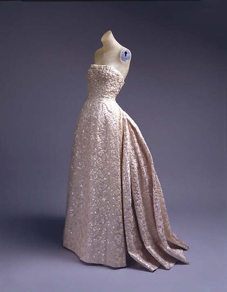 Ball gown, House of Dior (French, founded 1946), silk, sequins, stones, simulated pearls, French