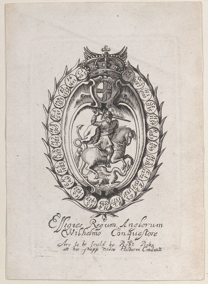 Trade Card for Sir Robert Peake, printer and publsiher, Anonymous, British, 17th century, Engraving 